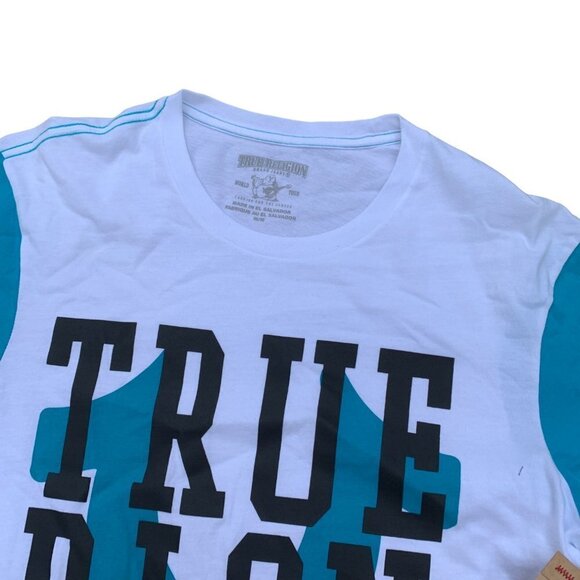 BRAND New True Religion Short Sleeve Football Sleeve Graphic T Shirt Medium - Picture 2 of 4